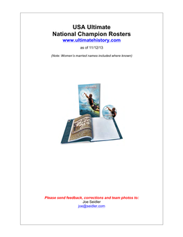 USA Ultimate National Champion Rosters