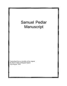 Samuel Pedlar Manuscript