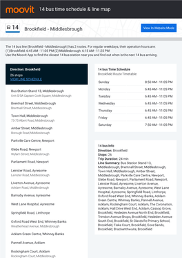 14 Bus Time Schedule & Line Route