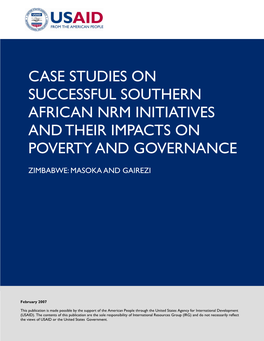 Case Studies on Successful Southern African Nrm Initiatives and Their Impacts on Poverty and Governance