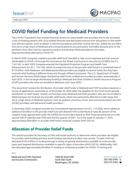 COVID Relief Funding for Medicaid Providers