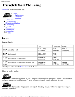 Triumph 2000/2500/2.5 Tuning