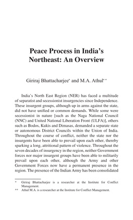 Peace Process in India's Northeast