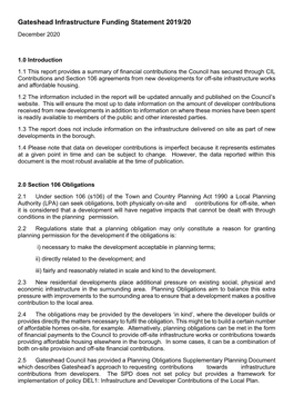 Gateshead Infrastructure Funding Statement 2019/20 December 2020