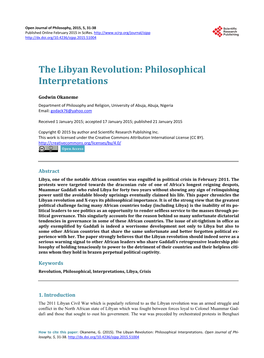The Libyan Revolution: Philosophical Interpretations