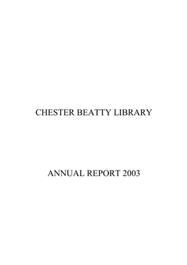 2003 Chester Beatty Annual Report