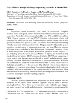 Potyviridae As a Major Challenge to Growing Cucurbits in Puerto Rico