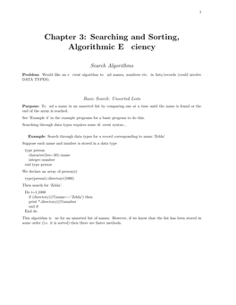 Chapter 3: Searching and Sorting, Algorithmic Efficiency