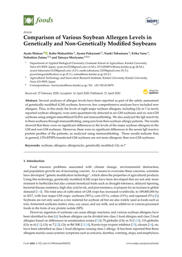 Comparison of Various Soybean Allergen Levels in Genetically and Non-Genetically Modiﬁed Soybeans