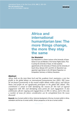 Africa and International Humanitarian Law: the More Things Change, The