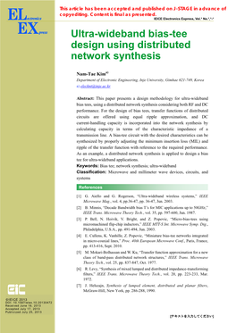 Ultra-Wideband Bias-Tee Design Using Distributed Network Synthesis