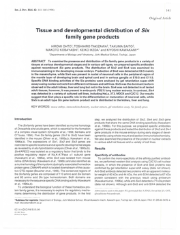 Tissue and Developmental Distribution of Six Family Gene Products