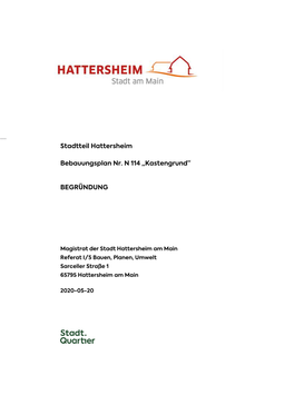 Stadtteil Hattersheim Bebauungsplan Nr. N 114 „Kastengrund“