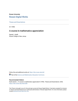 A Course in Mathematics Appreciation