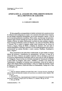 9. Aportación Al Análisis Del Poblamiento Romano De La