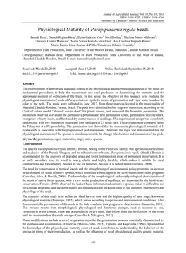 Physiological Maturity of Parapiptadenia Rigida Seeds