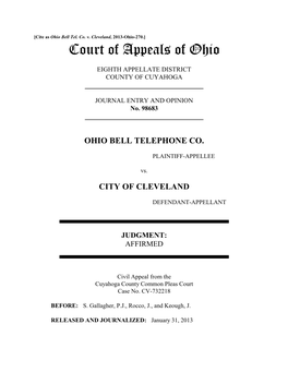 Ohio Bell Tel. Co. V. Cleveland, 2013-Ohio-270.]