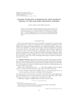 Longest Increasing Subsequences: from Patience Sorting to the Baik-Deift-Johansson Theorem