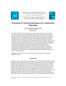 Potentials of Virtual Social Spaces for Construction Education