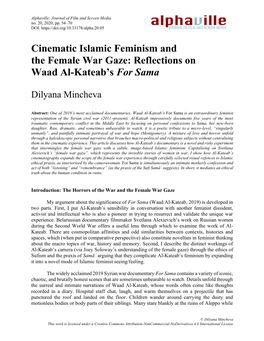 Cinematic Islamic Feminism and the Female War Gaze: Reflections on Waad Al-Kateab’S for Sama