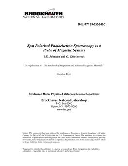 Spin Polarized Photoelectron Spectroscopy As a Probe of Magnetic Systems