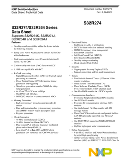 S32R274: S32R274/S32R264 Series Data Sheet