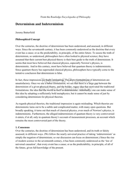 Determinism and Indeterminism