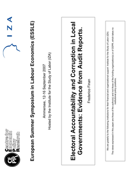 Electoral Accountability and Corruption in Local Governments