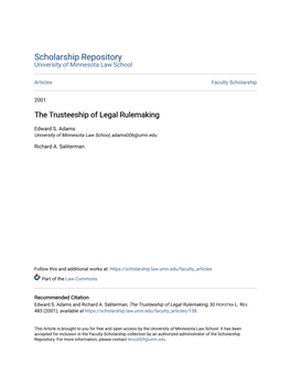 The Trusteeship of Legal Rulemaking