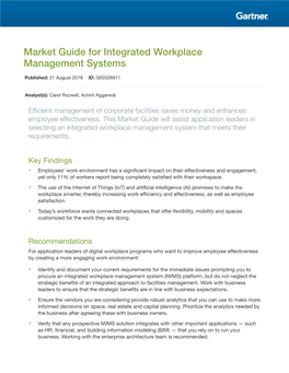 Market Guide for Integrated Workplace Management Systems