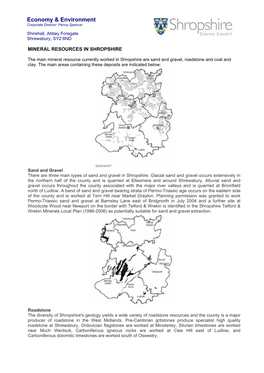 Mineral Resources in Shropshire