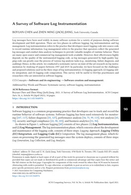 90 a Survey of Software Log Instrumentation