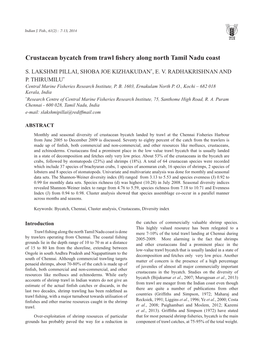 Crustacean Bycatch from Trawl Fishery Along North Tamil Nadu Coast