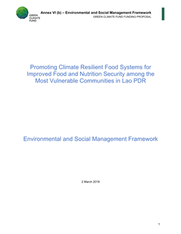 Promoting Climate Resilient Food Systems for Improved Food and Nutrition Security Among the Most Vulnerable Communities in Lao PDR