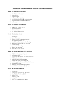 Applied Hacking : Targeting Known Network , Software and Hardware Based Vulnerabilities