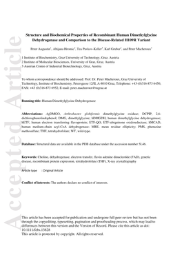 Structure and Biochemical Properties of Recombinant Human