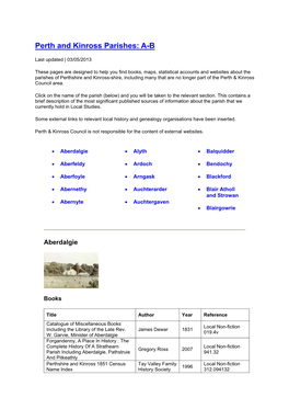 Perth and Kinross Parishes: A-B