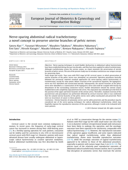 A Novel Concept to Preserve Uterine Branches of Pelvic Nerves