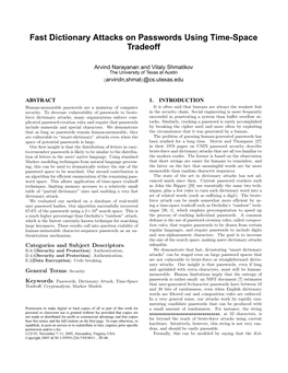 Fast Dictionary Attacks on Passwords Using Time-Space Tradeoff