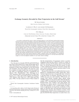 Exchange Geometry Revealed by Float Trajectories in the Gulf Stream*