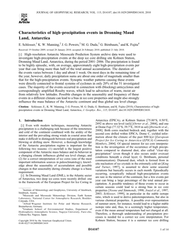 Characteristics of High‐Precipitation Events in Dronning Maud Land, Antarctica E