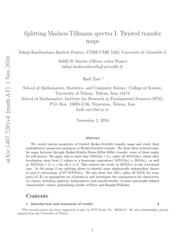 Splitting Madsen-Tillmann Spectra I. Twisted Transfer Maps