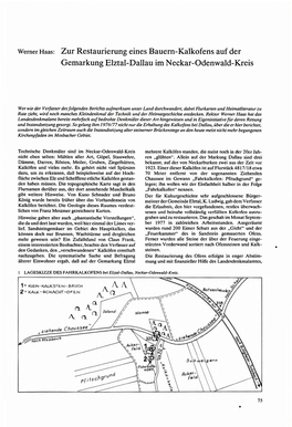 Werner Haas: Zur Restaurierung Eines Bauern-Kalkofens Auf Der