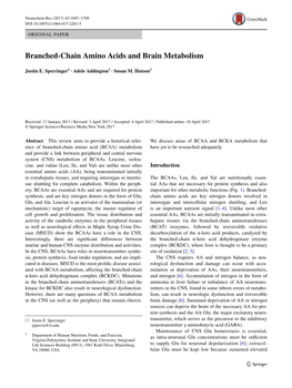 Branched-Chain Amino Acids and Brain Metabolism