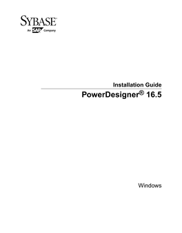 Installation Guide Powerdesigner® 16.5