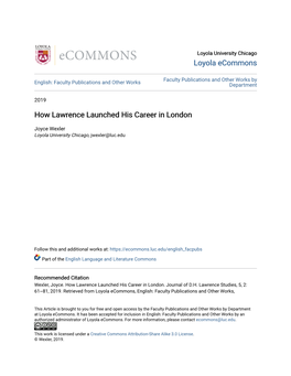 How Lawrence Launched His Career in London