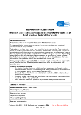 Rifaximin New Medicine Assessment Approved