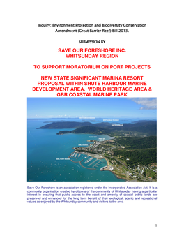 Save Our Foreshore Inc. Whitsunday Region To