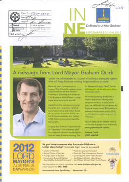 A Message from Lord Mayor Graham Quirk MAYOR's