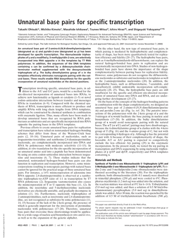 Unnatural Base Pairs for Specific Transcription